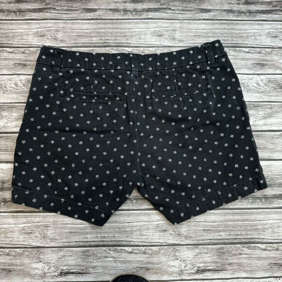 Merona Printed Chino Shorts Black White Geometric Mid Rise Size 2 Cotton - Picture 2 of 9